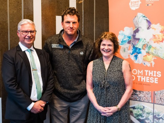 • Rob Langford (CEO, The Packaging Forum), Jerome Wenzlick (founder of Future Post), Lyn Mayes (SPRS Manager)