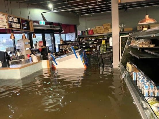 Fresh Collective Alberton submerged in floodwater.