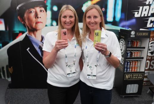 Robyn Wake and Katherine Ledger at the Frucor Suntory stand